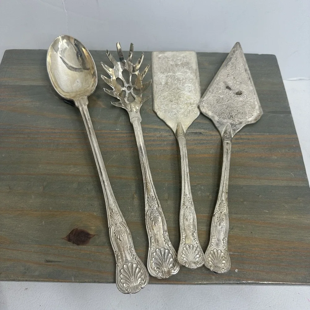 Lot 6 Vintage Silver Plate International Silver Co + Misc Cake Server Spoon Fork